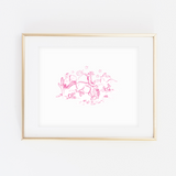 Wild West Cowboy Toile Print- Pink-SQ1137840