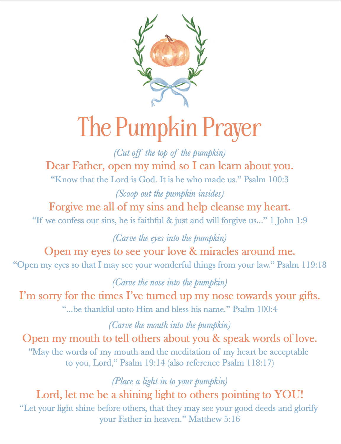 Pumpkin Carving Prayer