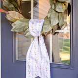 Floral Stripe Holiday Wreath Sash