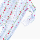 Holiday Floral Stripe Zipper Onesie