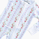 Holiday Floral Stripe Zipper Onesie
