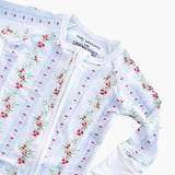 Holiday Floral Stripe Zipper Onesie
