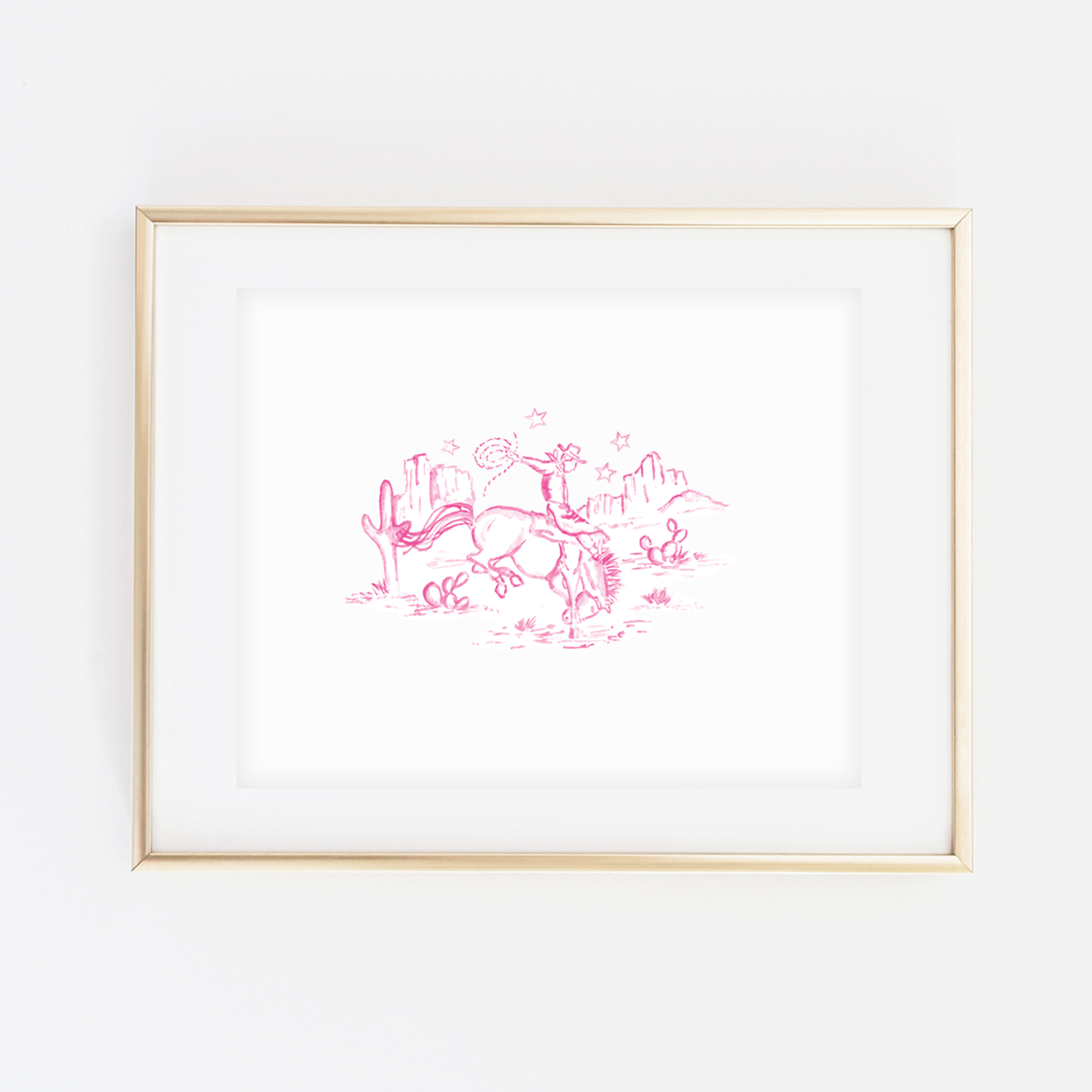 Wild West Cowboy Toile Print- Pink-SQ1137840