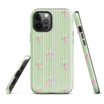 iPhone Case: Bow Stripes in Green/Pink-665F65593952C_iPhone-15-Pro-Max