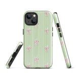 iPhone Case: Bow Stripes in Green/Pink-665F65593952C_iPhone-15-Pro-Max