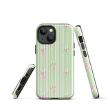 iPhone Case: Bow Stripes in Green/Pink-665F65593952C_iPhone-15-Pro-Max