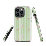 iPhone Case: Bow Stripes in Green/Pink-665F65593952C_iPhone-15-Pro-Max