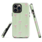 iPhone Case: Bow Stripes in Green/Pink-665F65593952C_iPhone-15-Pro-Max