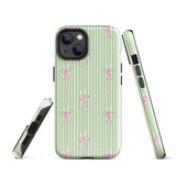 iPhone Case: Bow Stripes in Green/Pink-665F65593952C_iPhone-15-Pro-Max