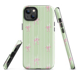 iPhone Case: Bow Stripes in Green/Pink-665F65593952C_iPhone-15-Pro-Max