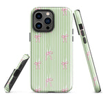 iPhone Case: Bow Stripes in Green/Pink-665F65593952C_iPhone-15-Pro-Max