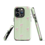 iPhone Case: Bow Stripes in Green/Pink-665F65593952C_iPhone-15-Pro-Max